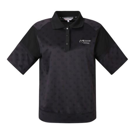 여성 로고 자가드 루즈핏 반팔 티셔츠