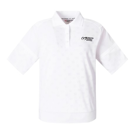 여성 로고 자가드 루즈핏 반팔 티셔츠