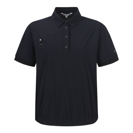 여성 타공 심볼 칼라 반팔 티셔츠