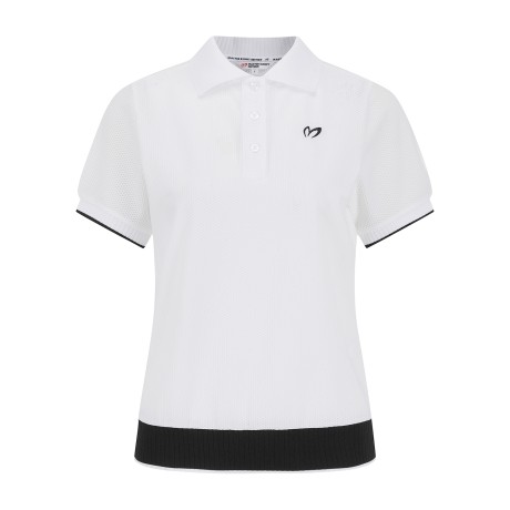 여성 컬러 라인 조직감 칼라 반팔 티셔츠