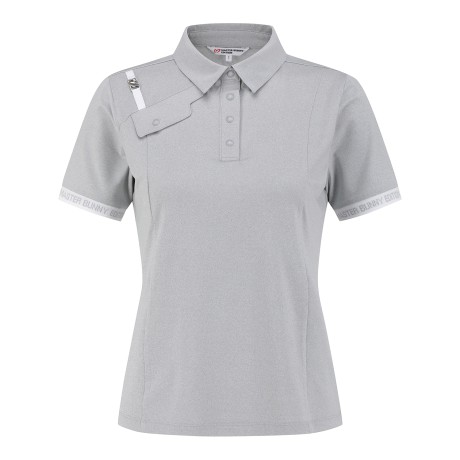 여성 플랩 디테일 슬림 칼라 반팔 티셔츠