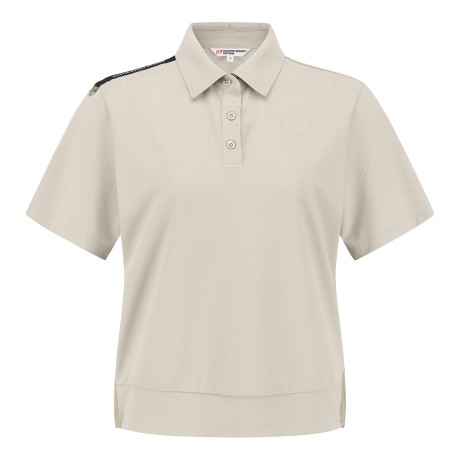 여성 백 우븐 와플 조직 칼라 반팔 티셔츠