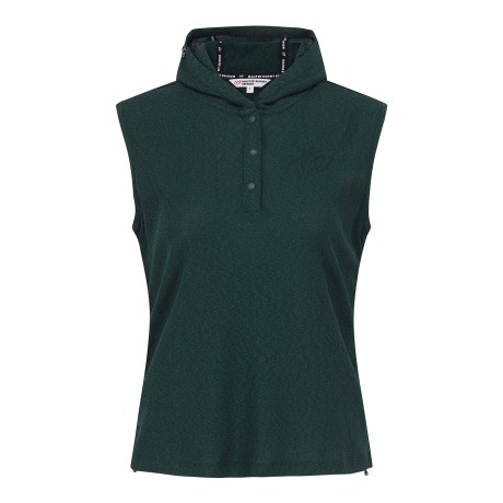 여성 스트링 미니 후드 슬리브리스 티셔츠