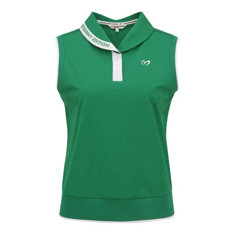 여성 로고 둥근 칼라 솔리드 슬리브리스