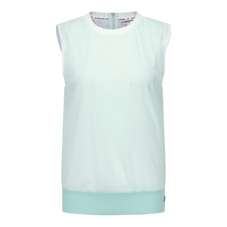 여성 로고 테이프 레이어 슬리브리스 탑