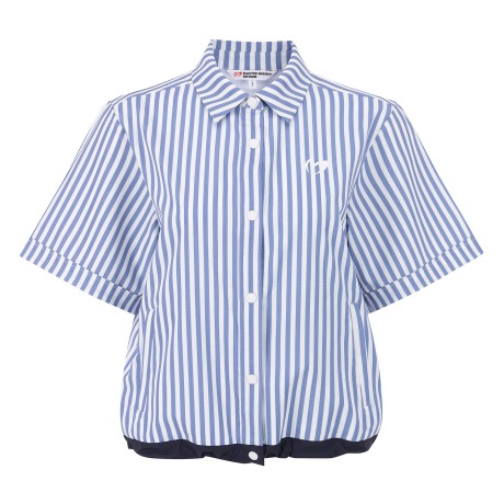 여성 패턴 시어서커 셔츠형 루즈핏 반팔 티셔츠