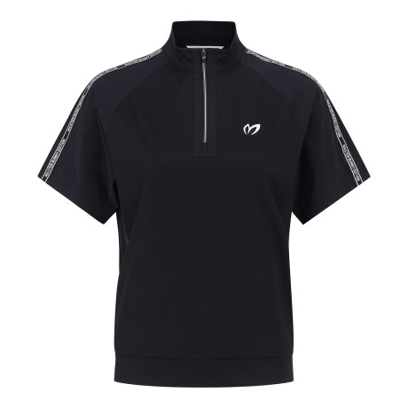 여성 숄더 라인 프린팅 하프 집업 티셔츠