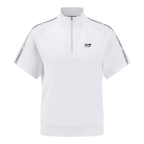 여성 숄더 라인 프린팅 하프 집업 티셔츠