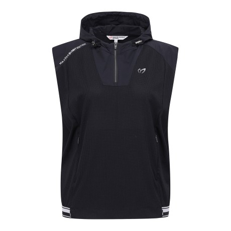 여성 미니후드 루즈핏 반집업 베스트