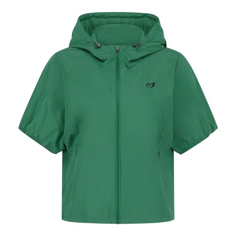 여성 글로시 스트링 반팔 후드 점퍼