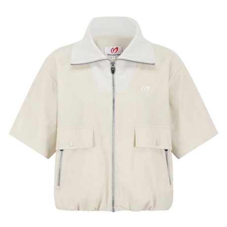 여성 니트 하이넥 반팔 방풍 점퍼