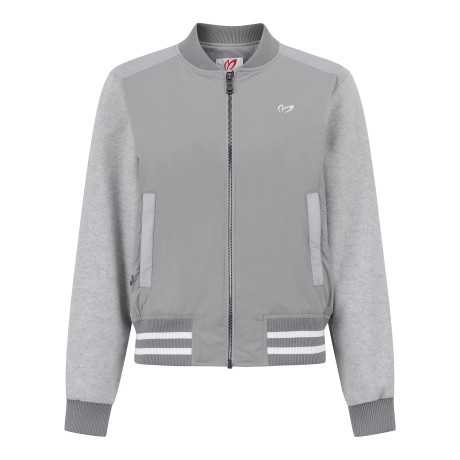 여성 로고 자수 텍스처 블록 바시티 점퍼