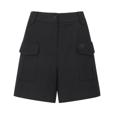 여성 백 밴딩 플랩 포켓 와이드 쇼츠