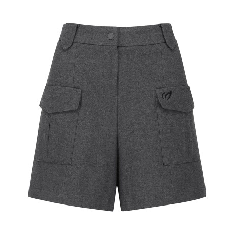 여성 백 밴딩 플랩 포켓 와이드 쇼츠