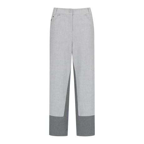 여성 컬러 블록 언밸런스 헴 팬츠