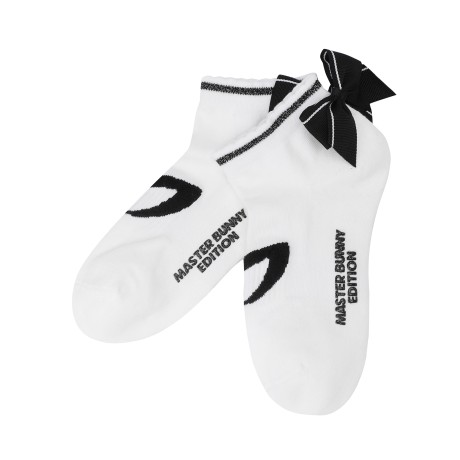 여성 심볼 글리터 라인 리본 단목 양말