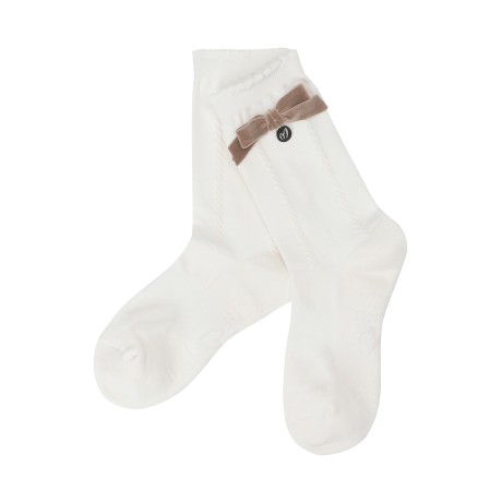 여성 심볼 벨벳 리본 논슬립 중목 양말