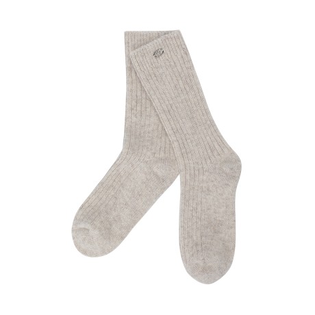 여성 메탈 심볼 울 니트 중목 양말