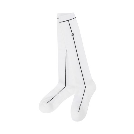 여성 심볼 배색 라인 논슬립 니삭스