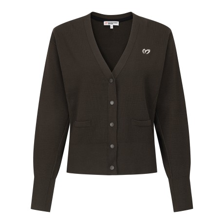 여성 심볼 자수 스냅 니트 가디건