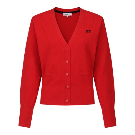 여성 심볼 자수 스냅 니트 가디건