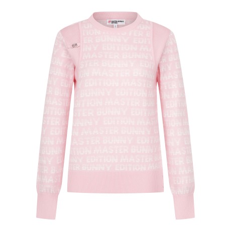 여성 심볼 로고 자카드 레이어드 니트