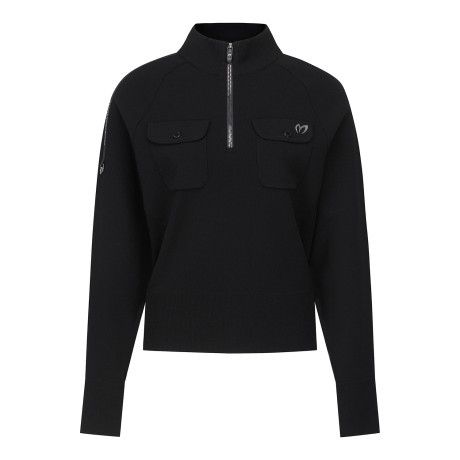 여성 플랩 포켓 하프 집업 니트