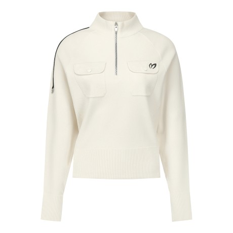 여성 플랩 포켓 하프 집업 니트