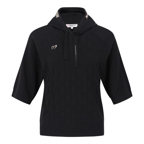 여성 체커보드 후드 반팔 니트