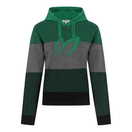 여성 컬러 블록 후드 니트