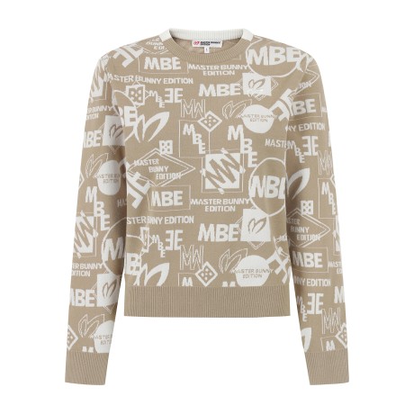 여성 로고 자카드 패턴 긴팔 니트