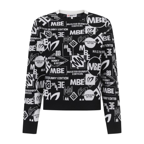 여성 로고 자카드 패턴 긴팔 니트