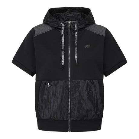 여성 컬러 블록 후드 집업 반팔 티셔츠