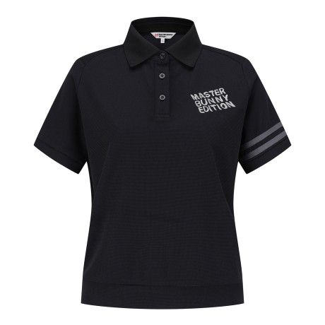 여성 배색 테이프 로고 자수 반팔 티셔츠