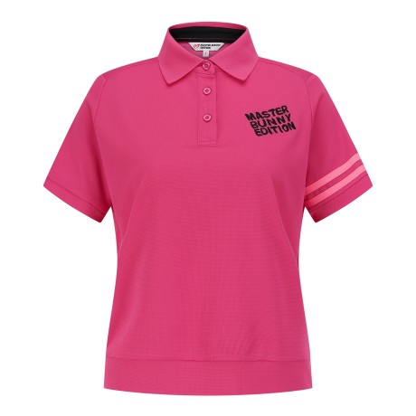 여성 배색 테이프 로고 자수 반팔 티셔츠