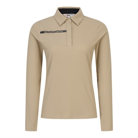 여성 엠보 심볼 골조직 카라 긴팔 티셔츠