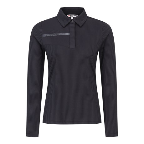 여성 엠보 심볼 골조직 카라 긴팔 티셔츠