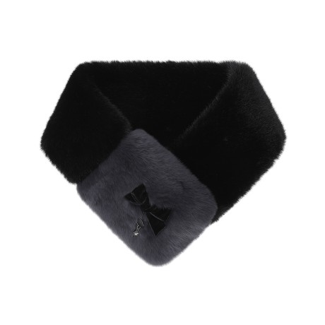 여성 바니 심볼 리본 투톤 퍼 넥워머