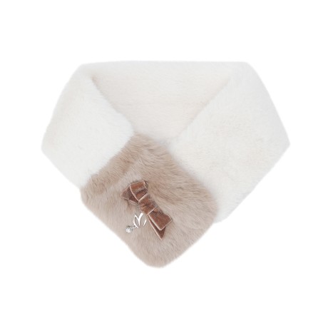 여성 바니 심볼 리본 투톤 퍼 넥워머