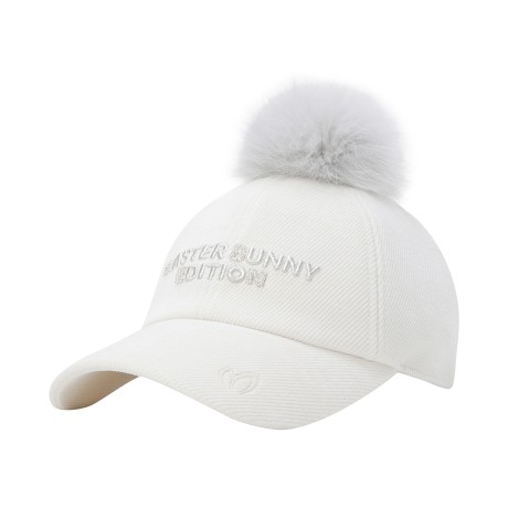 여성 비딩 로고 폼폼이 코듀로이 볼캡