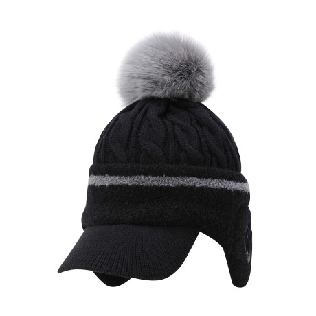 여성 탈착 폼폼이 이어워머 니트 비니캡