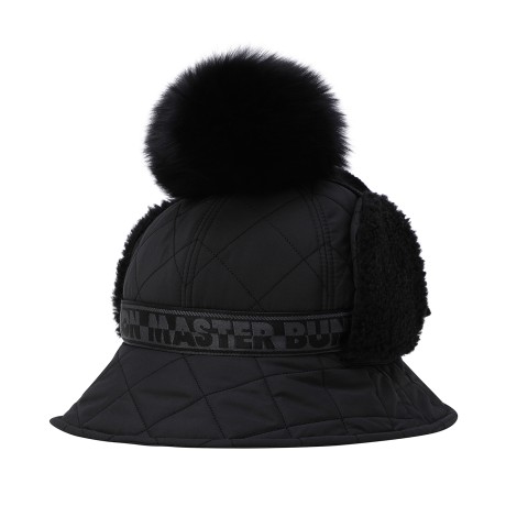 여성 투톤 로고 폼폼이 이어워머 버킷햇