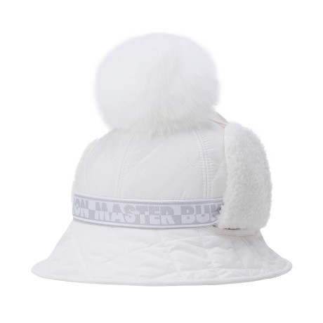 여성 투톤 로고 폼폼이 이어워머 버킷햇