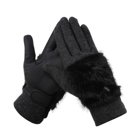 여성 바니 심볼 퍼 블록 울 블렌드 양손 장갑