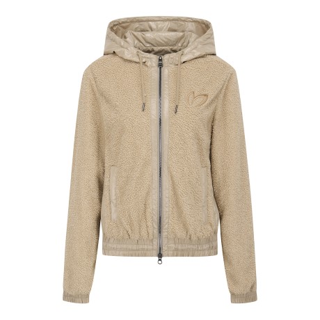 여성 자수 부클 믹스 패딩 후드 점퍼