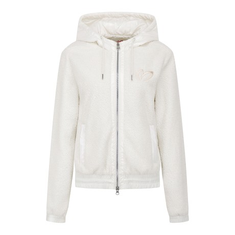 여성 자수 부클 믹스 패딩 후드 점퍼