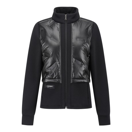 여성 글로시 구스다운 블록 저지 집업 점퍼