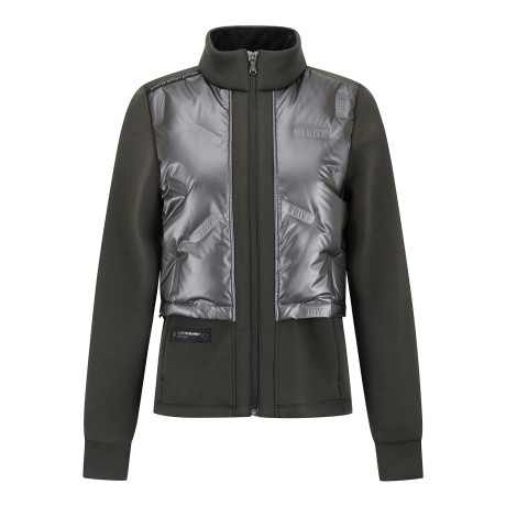 여성 글로시 구스다운 블록 저지 집업 점퍼