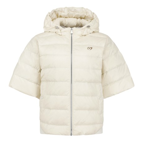 여성 구스다운 후드 반팔 점퍼