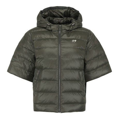 여성 구스다운 후드 반팔 점퍼